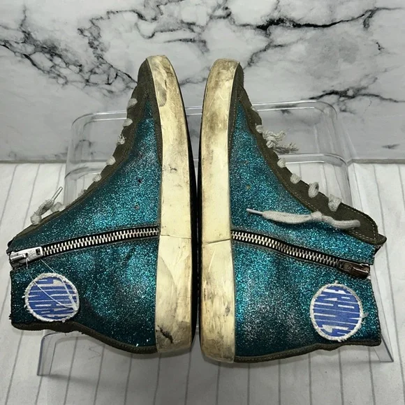 Golden Goose Women's Teal and Black Glitter Sneakers trainers Size 39 EU - Picture 5 of 12